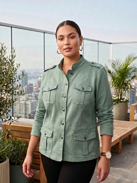 Talbots Jackets & Blazers - Talbots Utility Button-Front Jacket in Sage Green Size 2X